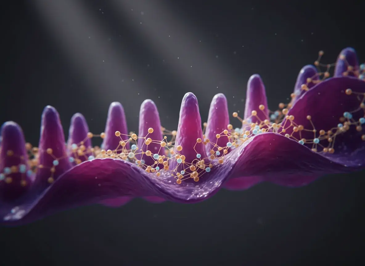 Cross-section illustration of the gut lining, the site studied in Akkermansia research